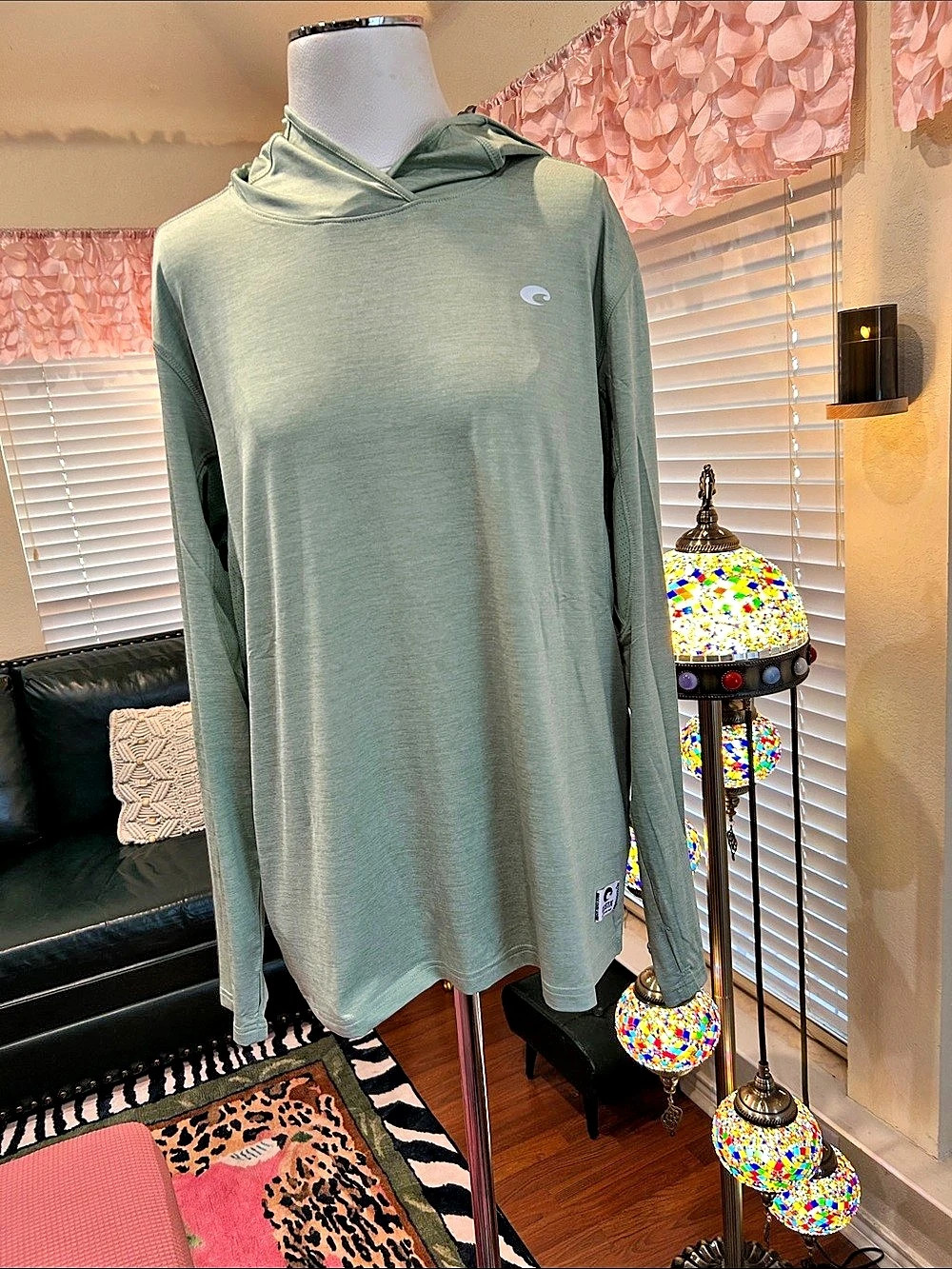 Costa Green Hooded Long Sleeve Top NWT